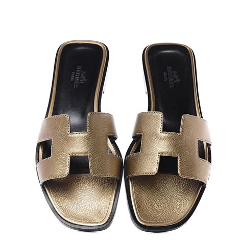 hermes metallic oran sandals